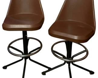 215 - 2 Mid Century Stools - 35 x 15 x 17
