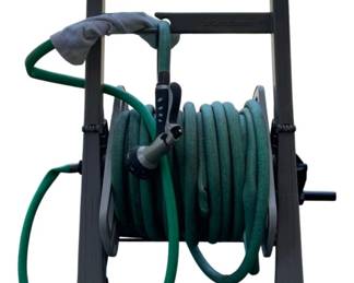 3 - Rolling Hose Reel w/ Hose & Sprayer by Suncast (Description): 34 x 20 x 17