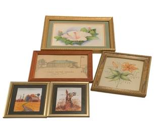 345 - 5 Framed Handpainted Art - 16 x 12.5