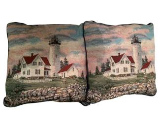 443 - 2 Lighthouse Decor Pillows - 15 x 15