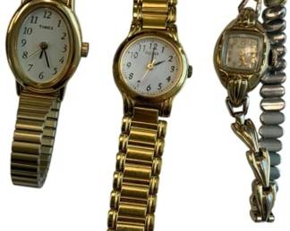1012 - 3 Women's Watches (Description): Timex, Pulsar and Elgin brands Elgin watch is 10k RGP Bezel