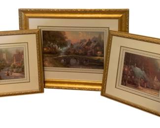 334 - 3 Thomas Kinkade Accent Prints (Description): Biggest - 24 x 19