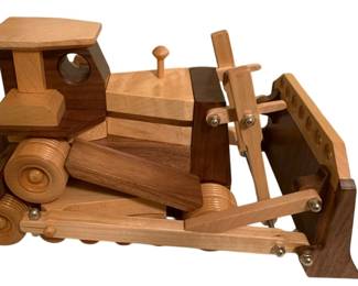372 - Wooden Handmade Bulldozer - 7 x 13 x 8