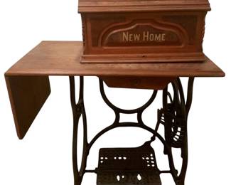 315 - Antique Sewing Table w/ Machine and Cover (Description): 41 x 32 x 17 Used as is electric/electronic/mechanical item. No guarantee all components, untested.