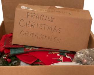 389 - Box Lot of Assorted Christmas Decorations