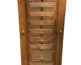 32 - Oak Jewelry Cabinet - 44 x 76 x 24