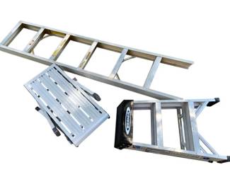 7 - Group Lot of 2 Ladders and Work Bench - 6 ft
