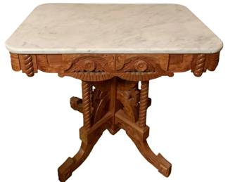 225 - Victorian Style Marble Top Table - 28 x 32 x 13.25