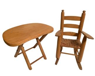 349 - Nevco Wood Doll Chair & Stool - 13" Tall
