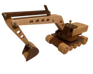 368 - Wooden Handmade Toy Excavator - 9.5 x 18 x 6
