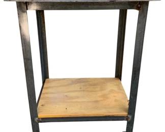 17 - Welded Metal Table w/ Wood Shelf - 31 x 24 x 16