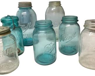 150 - Lot of 7 Allas and Ball Jars - 9 inch