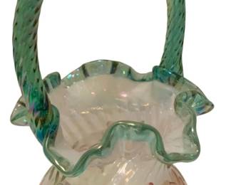 266 - Handpainted 90th Anniversary Fenton Basket (Description): 9 Inches