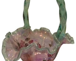 269 - Handpainted and Signed Fenton Basket (Description): 7.5 Inches