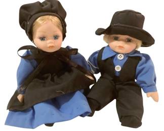 256 - 2 Porcelain Amish Dolls - 5.5 Inches