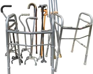 94 - Lot of Walkers, Canes and Crutches