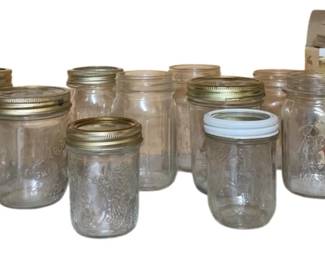 151 - Shelf Lot of Mason Jars and Lids - 5.5 Inch