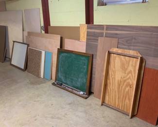 585 - Group Lot of Assorted Wood w/ Chalk Blackboard (Description): & Whiteboard