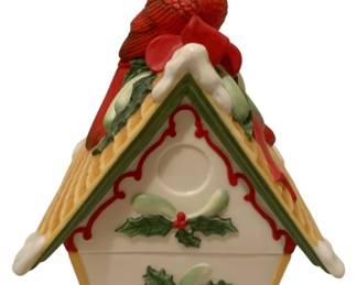 288 - Lenox Winter Greetings Birdhouse Candy Dish (Description): 8 x 5