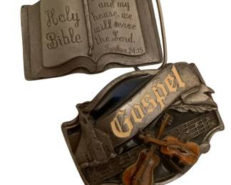 352 - 2 Religous Belt Buckles - 3.25 x 2.5