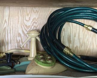 52 - Shelf Lot of Water Sprinklers w/ Hose