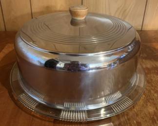 187 - Cake Plate with Aluminum Cake Dome - 7 x 11
