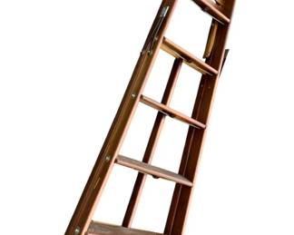 12 - 6 Ft Wooden Ladder w/ Pulldown Shelf
