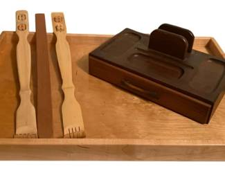 350 - Lot of Assorted Items - Wood Tray & More