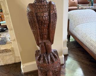Hardwood hand carved eagle