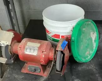 Dayton Bench Grinder with Bucket  Garage Utility Items