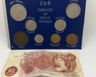 Great Britain Coinage Set with Ten Shillings Note