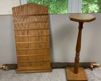 Oak Display Rack and Pedestal Plant Stand