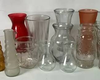 Decorative Glass Vases, Carafes  Pitcher Grouping