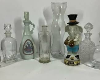 Jim Beam elephant decanter with Decorative Glass Decanters, Bottles  Display Pieces