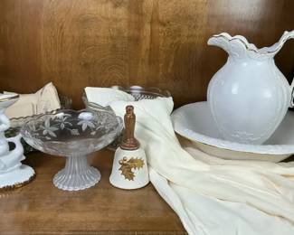 Decorative White Porcelain, Glass Pedestal Dish  Home Dcor Pieces