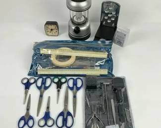 Household  Utility Lot  Scissors, Drafting Tools, Lantern, Clock  More