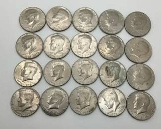 Group of 20 Kennedy Half Dollar Coins Including Bicentennial Issues