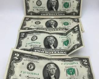 Group of Four Series 1976 U.S. Two Dollar Bills