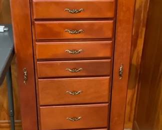 Wood Jewelry Armoire Cabinet w Drawers  Side Storage Compartments