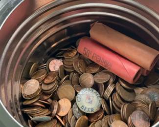 Coffee Can 23 Filled With Pennies