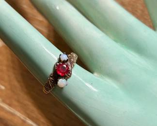 ruby and opals in 10k