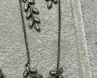 Pandora retired earrings with necklace