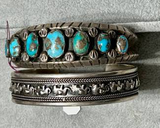 very old NA cuff and Bali sterling elephant cuff bracelet