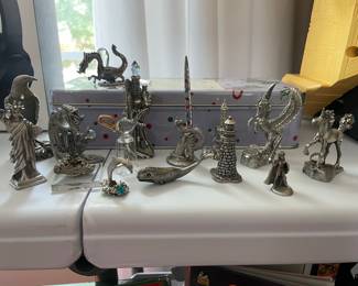 Assorted Vintage Pewter Figurines with Rhinestones