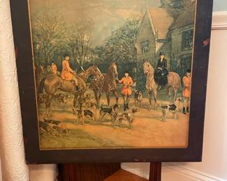 Vintage Hunting Scene Butler Tray Table