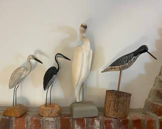Vintage Hand-Carved Wooden Bird Figurines