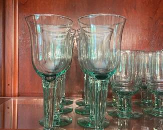 Vintage Libbey Chivalry Green Wine Glasses