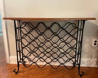 Vintage Arthur Umanoff Style Wrought Iron and Wood Wine Rack