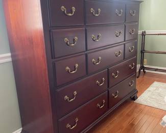 Vintage Henkel Harris Cherry Wood Dresser with Brass Hardware