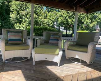 Martha Stewart Living Wicker Swivel Chairs and Ottoman Set